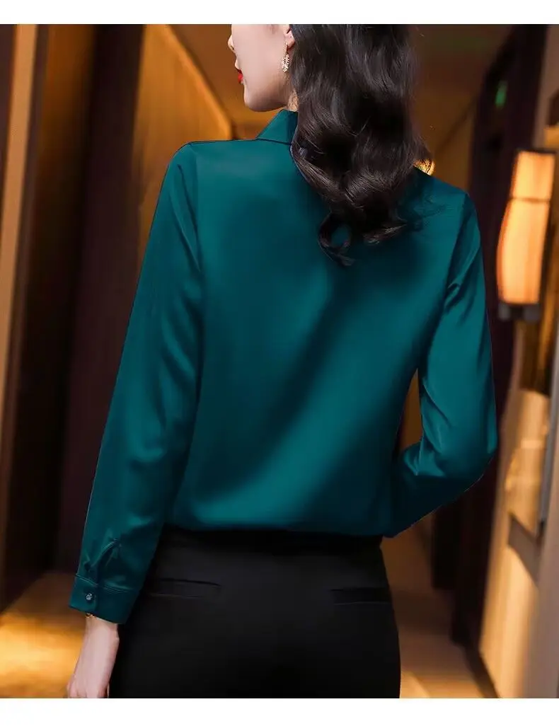 Basic Office Lady Solid Color Shirt Female Clothing Elegant Fashion V-Neck 2023 Spring Autumn Commuter Korean Long Sleeve Blouse
