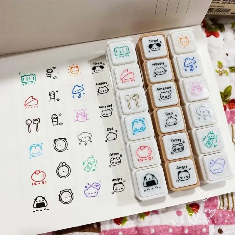 Six Pattern Journal Stamp for Creative Scrapbooking and Personalizing Planners Decorative Cartoon Stamps for Crafting