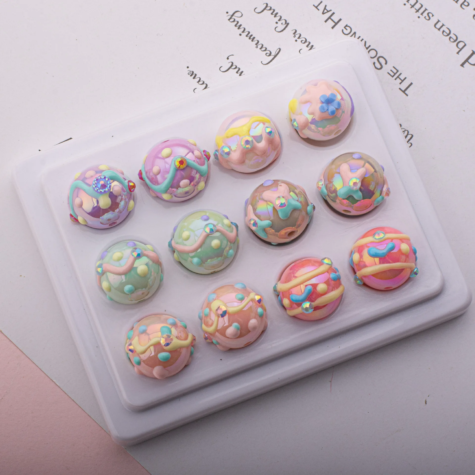 

Новейшие пастельные цвета, масляные капли, акриловые Круглые бусины, 16 мм, 30 шт., фурнитура «сделай сам» для ювелирных изделий, ожерелья, браслета, серьги, Декор