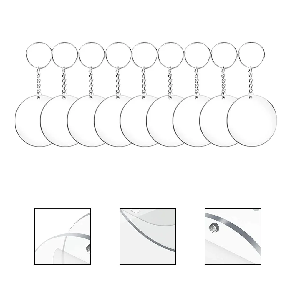 

72/96pcs Acrylic Key ChainsTransparent Circle Discs Set Key Chains Clear Round Acrylic Keychain Blanks Keychain for DIY A50
