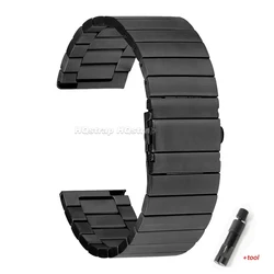 Sleek Stainless Steel Watch Band Replacement Strap - 22mm (Black and tool)