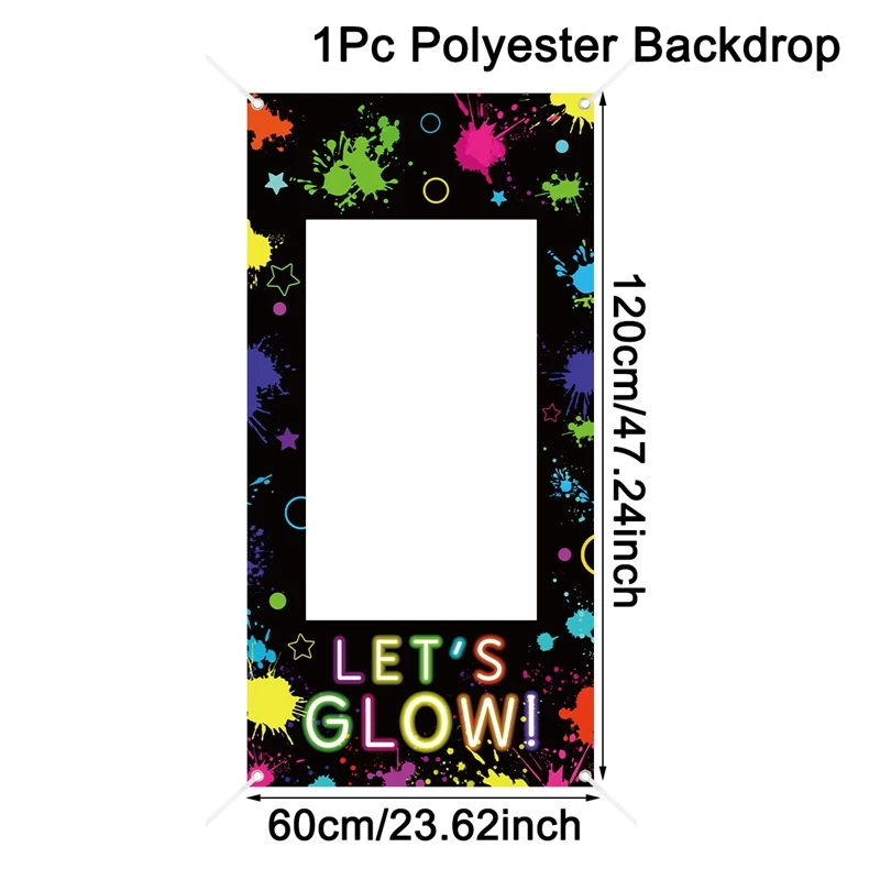 Let's Glow Fotobox-Rahmen Neon-Graffiti-Fotorahmen Hintergrund Happy Birthday Party Dekorationen Fluoreszierende Partyzubehör – Detail 5