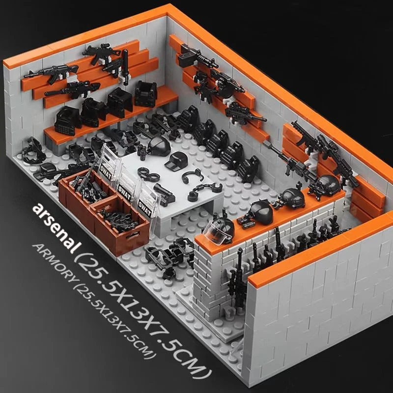 

MOC Military Special Police Personnel Equipment Arsenal Firearms Model Accessories DIY Assembly Block Children's Educational Toy