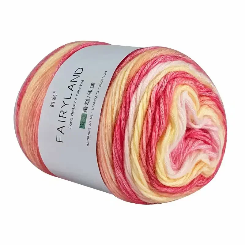 100g Dyed Pure Cotton Yarn, Gradient Medium Coarse Soft Knitted Yarn Ball, DIY Sweater Hat Shawl Hand Woven Scarf Crochet Thread 5