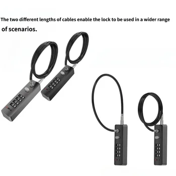 4 Digit Combination Long Rope Cable Lock Resettable Code for Bicycle Locker File Cabinet Padlock 1