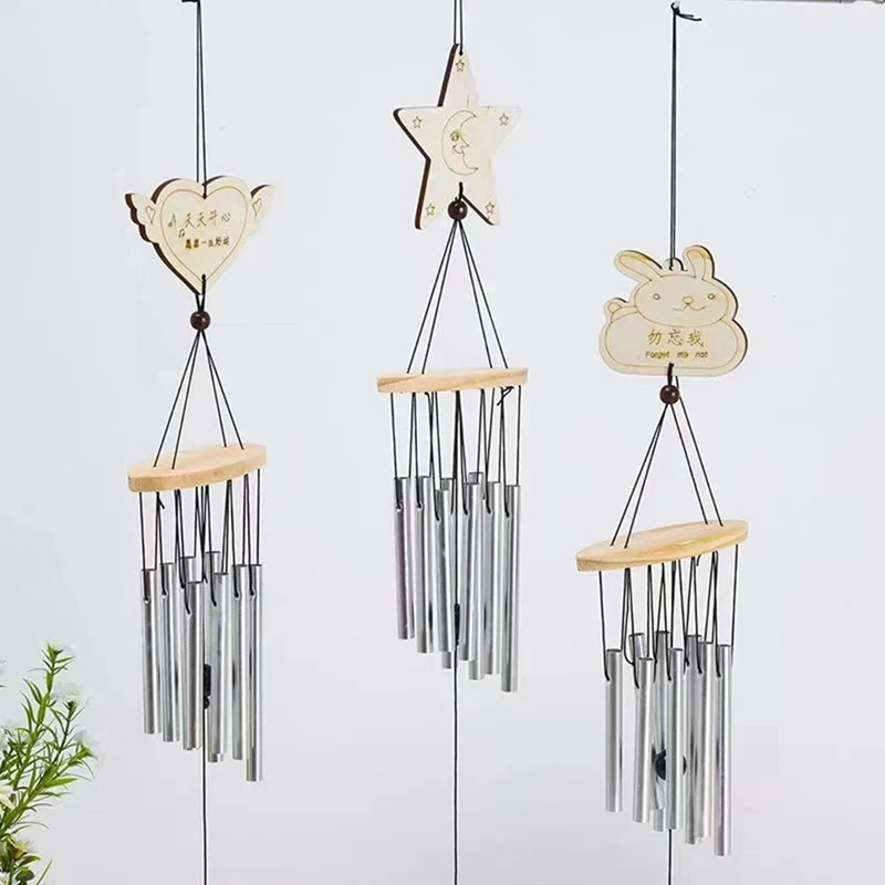Metal Wind Chimes Yard Garden Bell Wind Chime Window Bells Wall Hanging Decoration Home Decor Wooden Bell