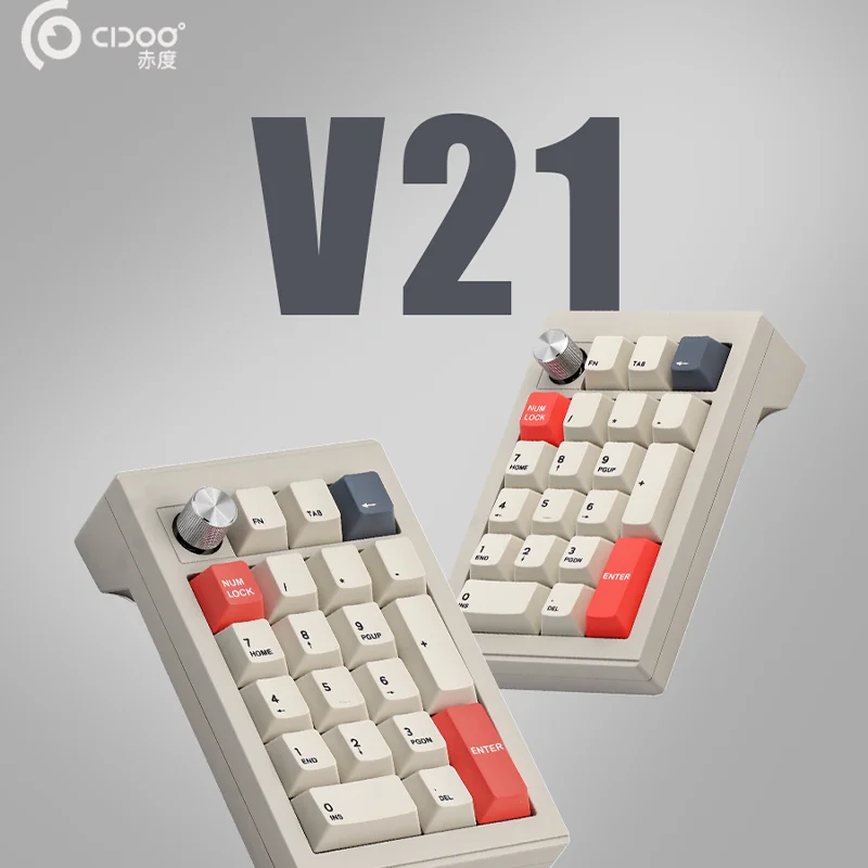 

Механическая клавиатура с цифрами CIDOO V21 PRO Pad, для ПК, ноутбука, мини, 21 клавиша, горячая замена, 3 режима, Bluetooth 2,4G, беспроводная Проводная прокладка, крепление