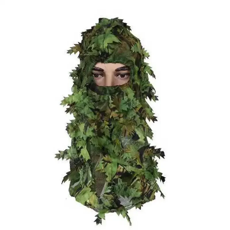 3D Leaf Camouflage Face Mask Hunting Hood Cap Male Tactical Camouflage Hat Turkey Camo Hunter Ghillie Suits Airsoft Accessories