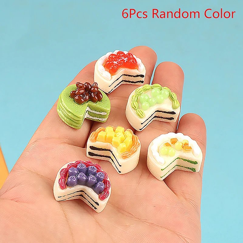 

6Pcs 1:12 Dollhouse Miniature Fruit Cake Model Blueberry Strawberry Cake Ornament Food Decor Toy Doll House Accessories