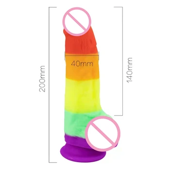 Rainbow Dildo with Strong Suction Cup Adult Products Sex Shop Simulation Penis Female Masturbator Erotic Sex Toys for Couple 6