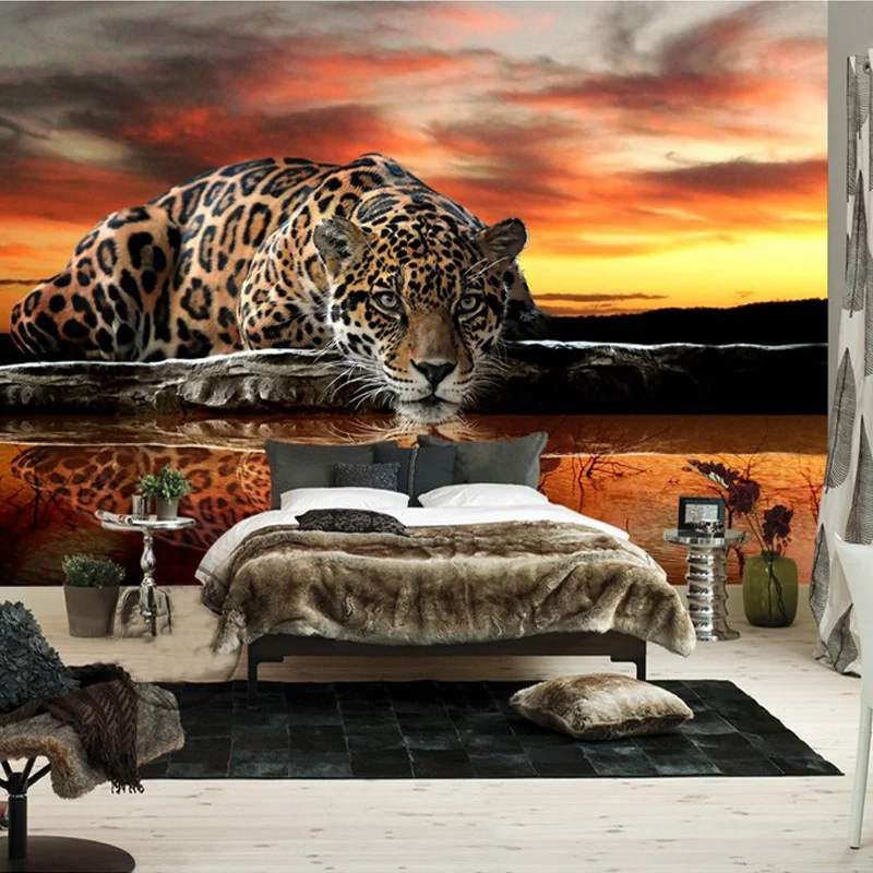 Personalizado qualquer tamanho mural papel de parede 3d estéreo leão tigre  animal pintura da parede crianças quarto sala estar à prova dwaterproof  água adesivo decoração da sala - AliExpress