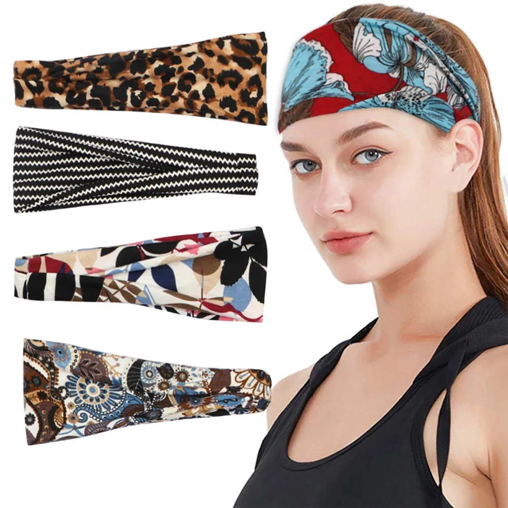 New Women's Bohemian Wide Headband Knotted Yoga Hijab Striped Headband Elastic Hijab Hair Accessories