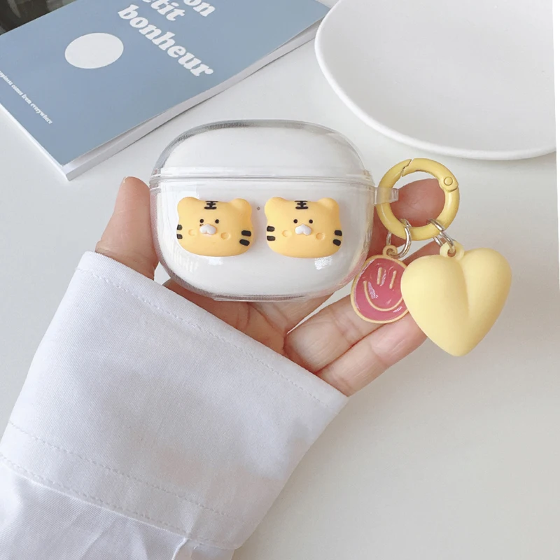 For Realme Buds T100 Case Cute Bear / Cartoon Animal Cover Silicone Transparent Earphone Cover with Keychain t100 cover