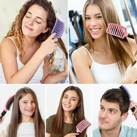 Brosse à cheveux peigne de Massage du cuir chevelu brosse à cheveux poils de sanglier en Nylon femmes humide bouclés démêlant brosse à cheveux Salon de coiffure outil de coiffure 4