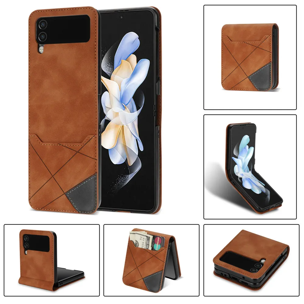 Elegant Splicing Line Leather Wallet Phone Case with Credit Card Slots