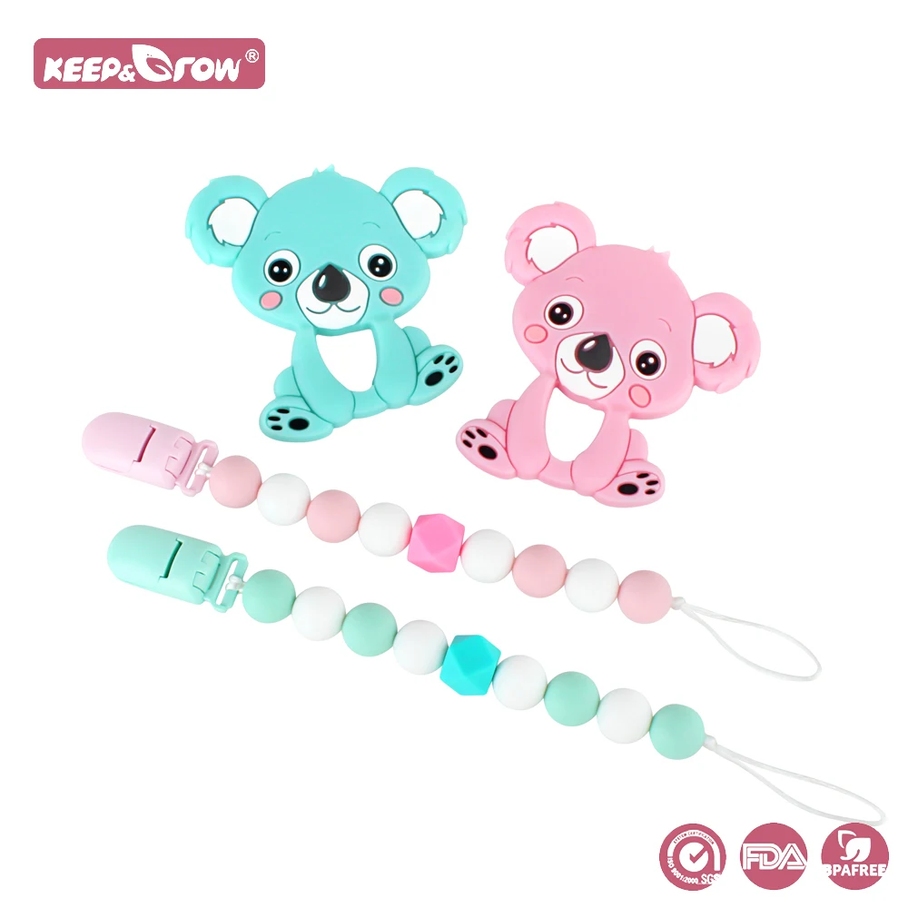 

2pc/set Baby Pacifier Chain Clip Silicone Teether Koala shape Nipple holder Baby Teething Dummy pacifier holder baby accessories