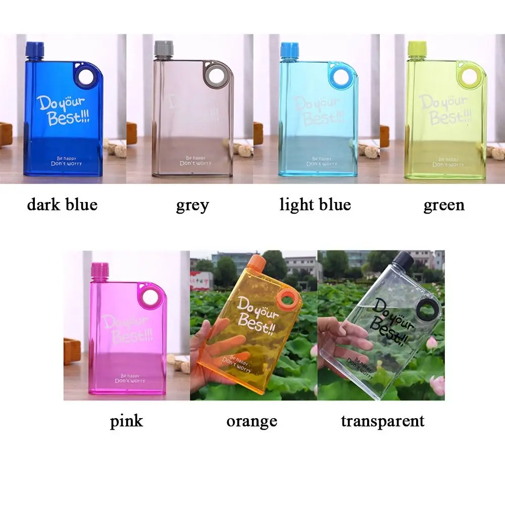 Clear Flat Water Bottle - 380ml Reusable BPA-Free Portable Sports Kettle
