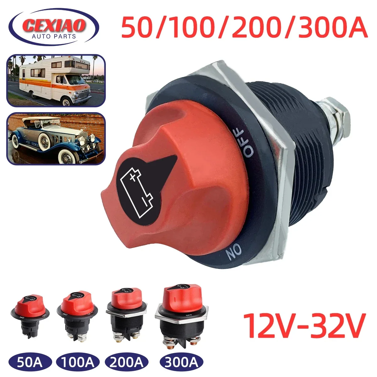 DC 12V 24V Car Battery Disconnect Switch Cut Power 50A 100A 200A 300A For Car Motorcycle Truck Boat battery switch