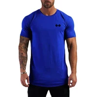 T-shirts de course d'été en coton respirant, vêtements de sport à manches courtes pour hommes, T-shirts musculaires d'entraînement, chemises de musculation, de Fitness 5