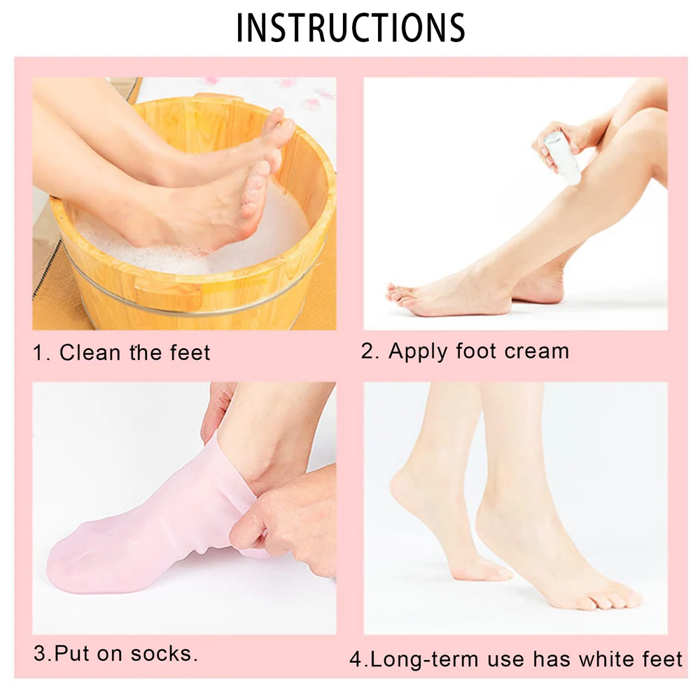Silicone Moisturizing Socks Foot Care Women Foot Covers Gel Socks Spa Pedicure Sock Moisturizing Overnight 1Pair