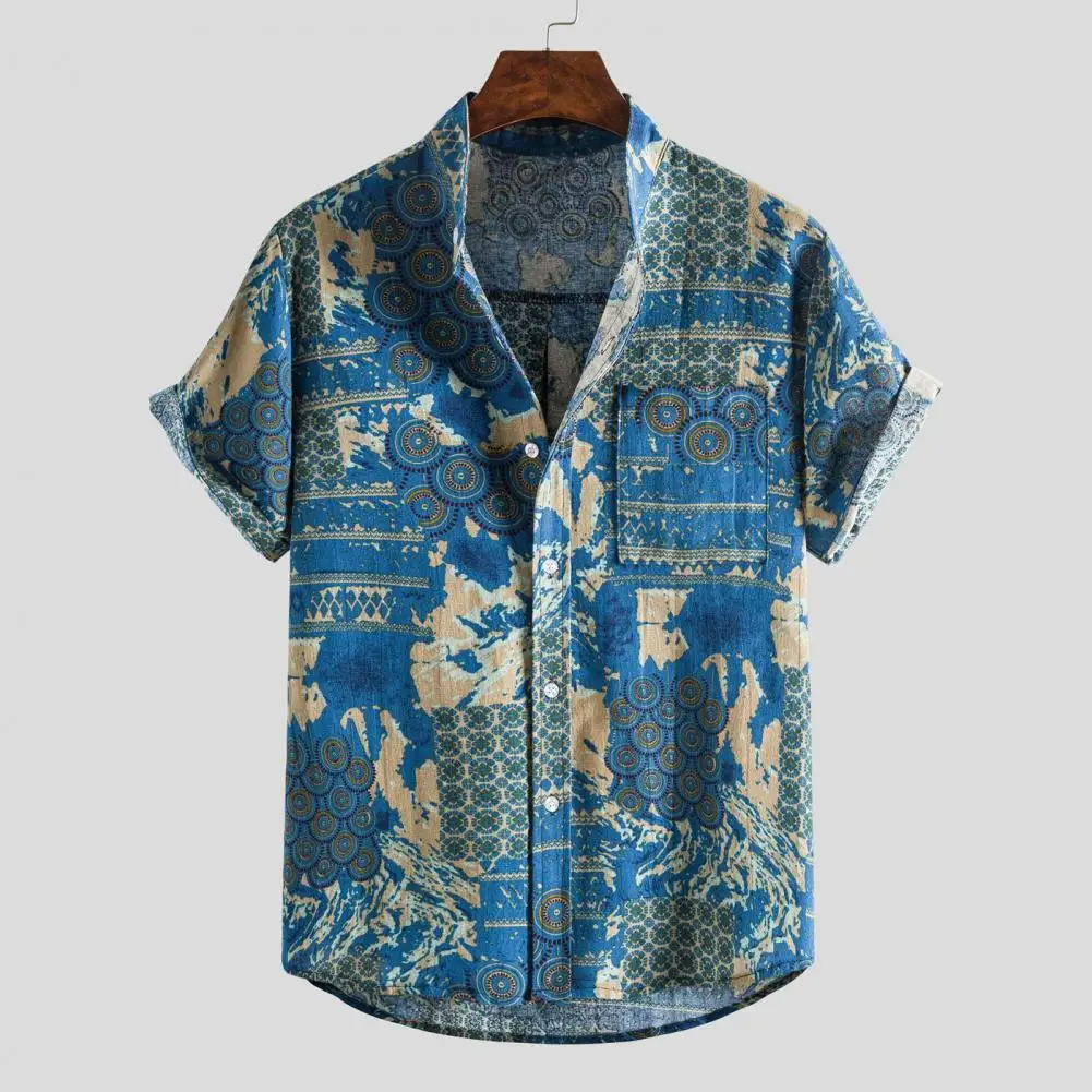 

Men's Hawaiian Shirt Retro Printing Short Sleeve Striped Single-breasted Loose Breathable Holiday Summer Shirt camisa masculina