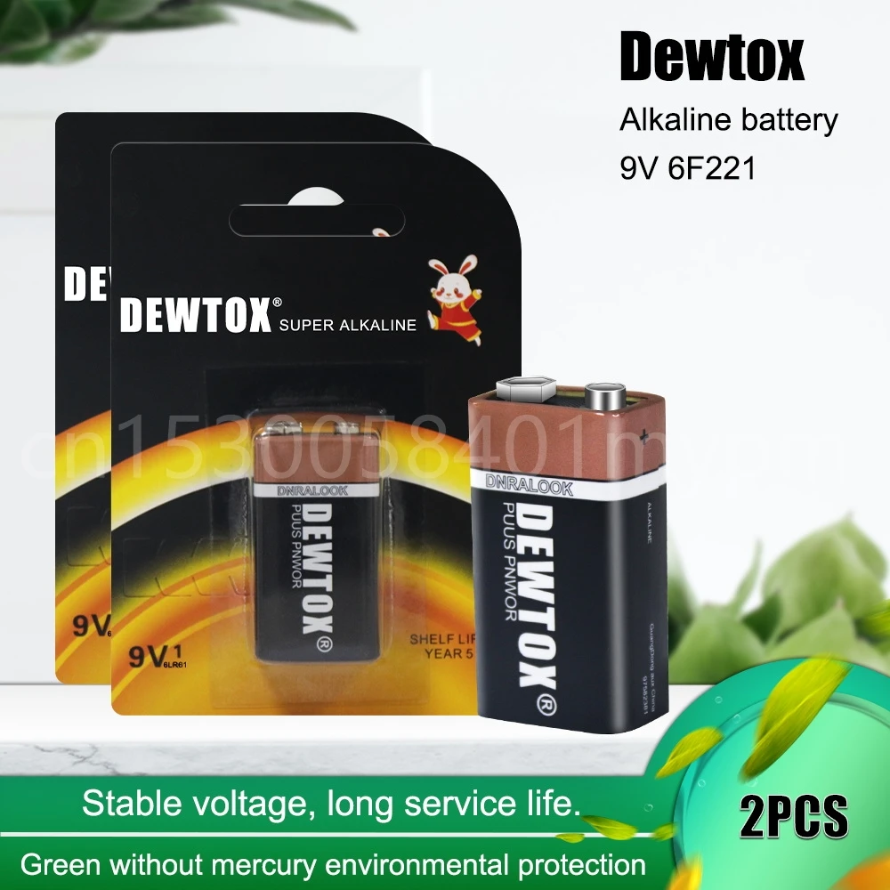 2PCS 9V 6F22ND PPP3 MN1604 6LR61 Battery Heavy Duty Dry Battery Non-rechargeable for Smoke Alarm Intercom Toy Camera Radio