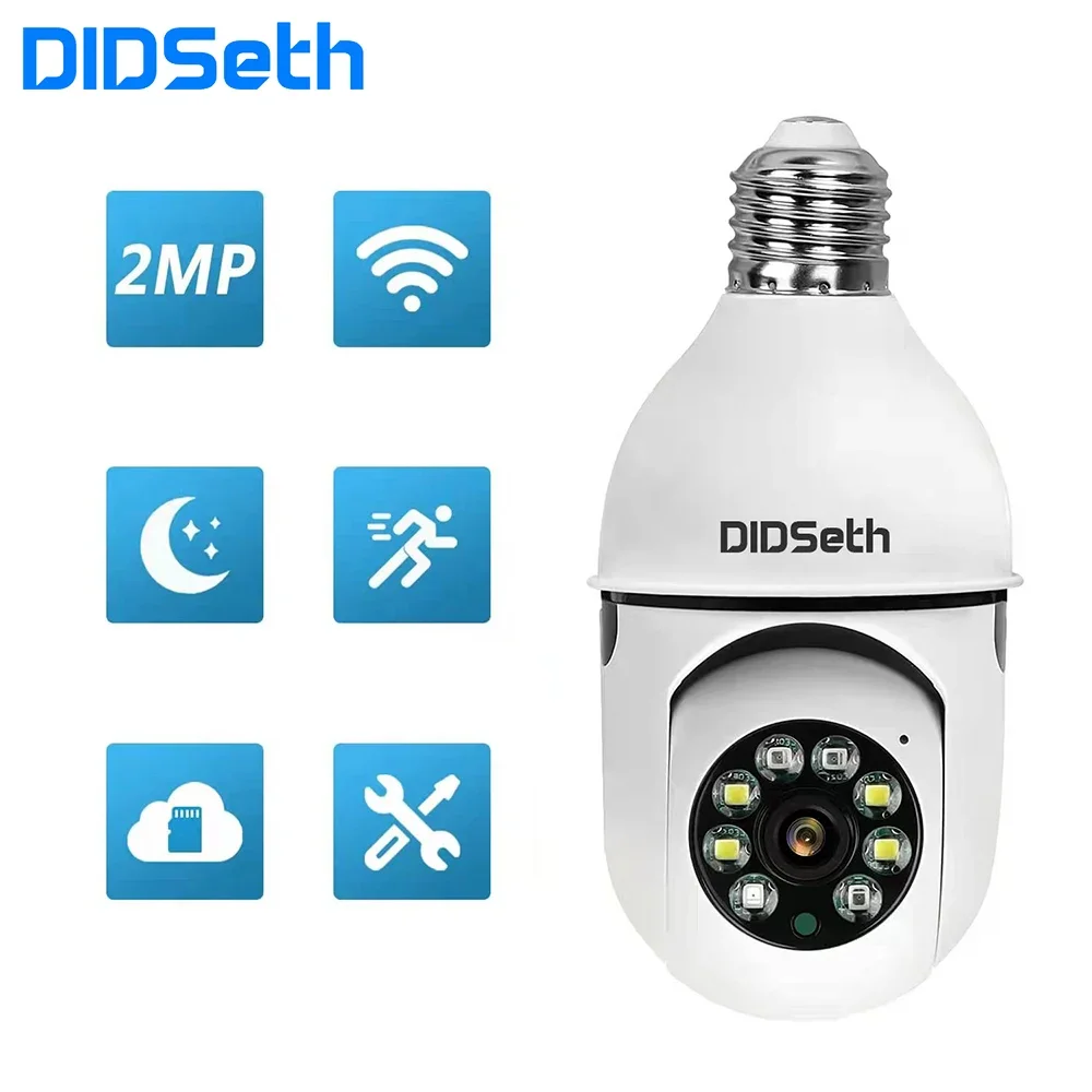Telecamera Ip Didnodus 2Mp E27 Telecamera Con Lampadina Telecamera Con Monitoraggio Automatico Videosorveglianza Telecamera Dome Di Sicurezza Audio Bi