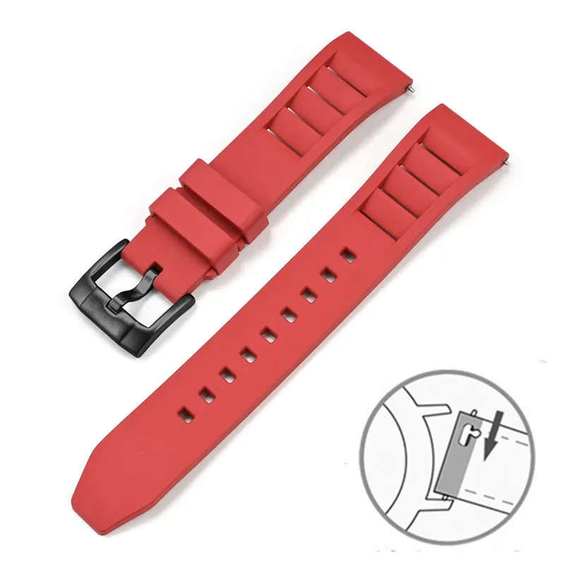 Premium FKM Fluoro Rubber Quick Release Waterproof Watch Strap with Stainless Steel Buckle