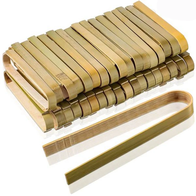 

240 Pcs Mini Bamboo Disposable Bread Tongs 4 Inch Toast Tongs Disposable Cooking Tongs Food Serving Clips