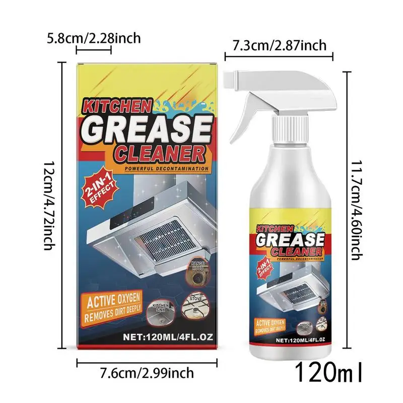 Degreaser Cleaner Spray 120ml Household Grease Cleaning Agent Multi-Purpose Kitchen Cleaning Tool for Countertops Range Hoods