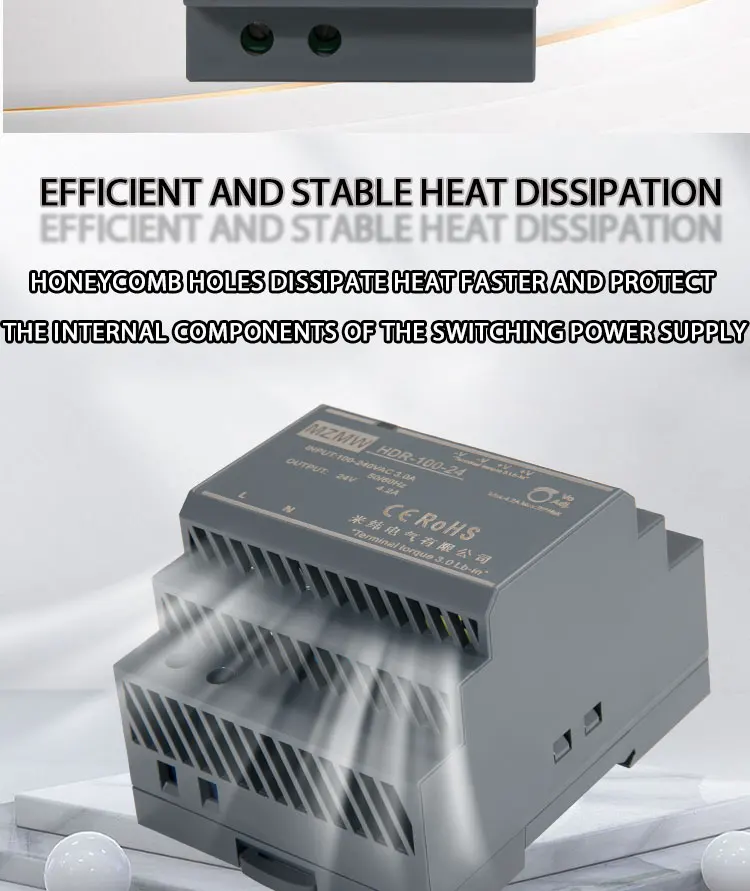 Description Picture 3 of itemHDR Series DIN Rail Switching Power Supply 15W 30W 60W 100W 150W 110V 220V AC/DC 12V 24V Industrial Ultra-thin SMPS Transformer