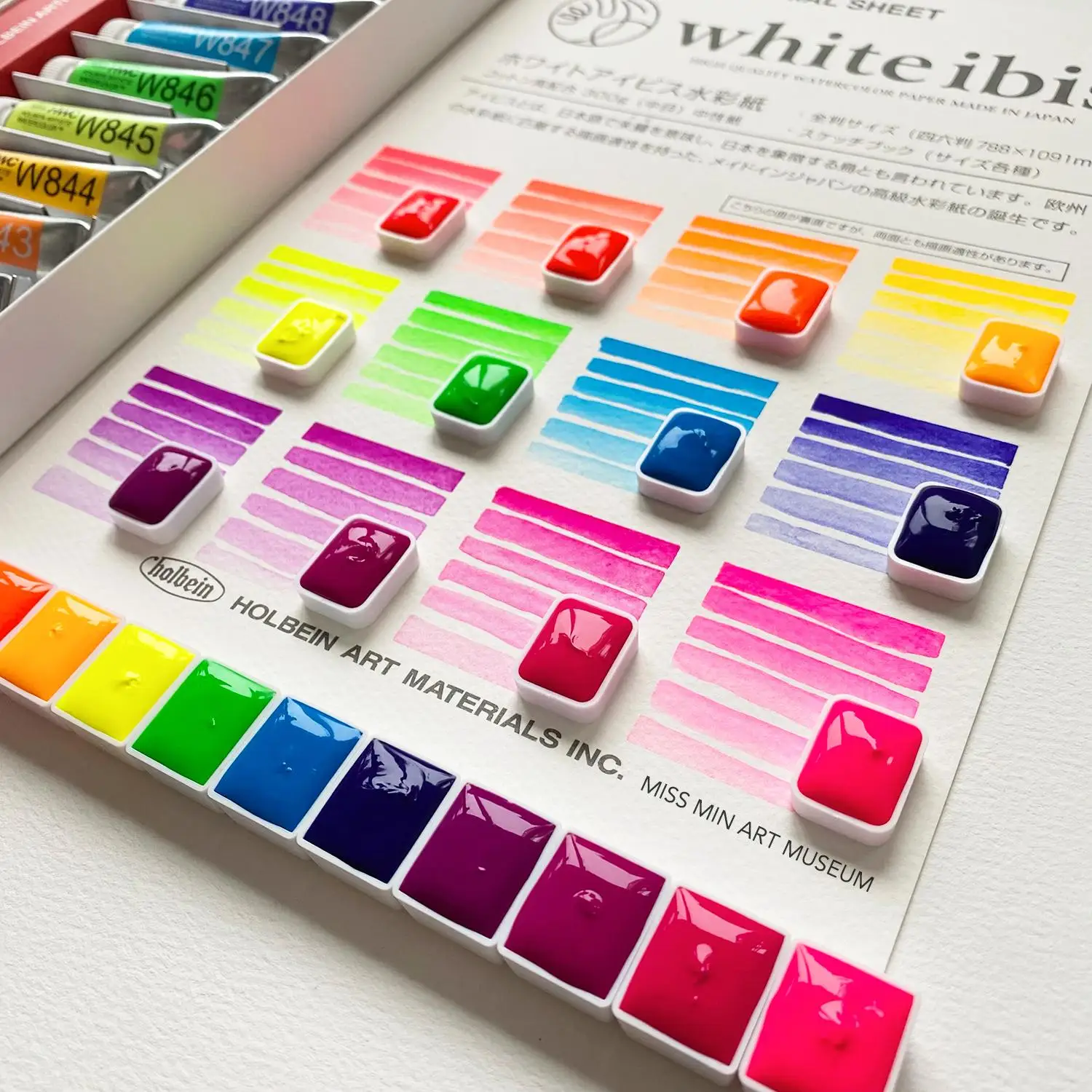 Holbein Fluorescent Watercolor Set 12 Colors 5ml Special Acuarela Colors Artist Luminous Pigments Beginner Art Supplies