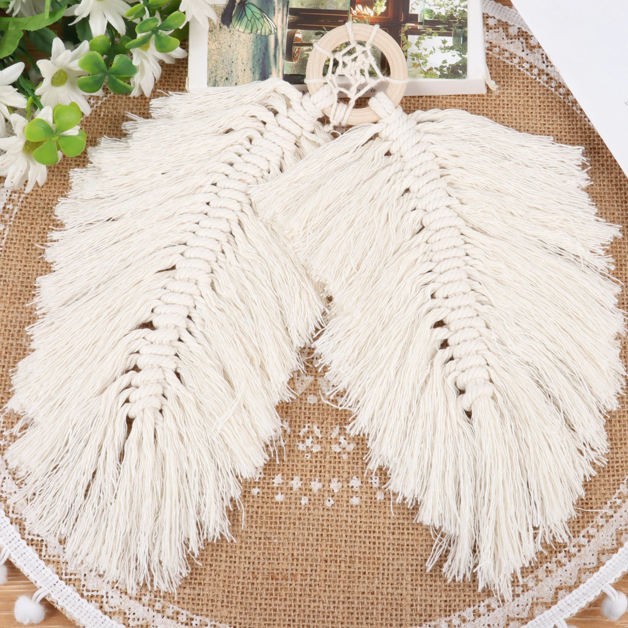 Macrame Hangende Handgemaakte Veren Wandtapijt Decoratie Dromenvanger Charme Nordic Decoratie Huis Boho Muur Materialen Gereedschappen