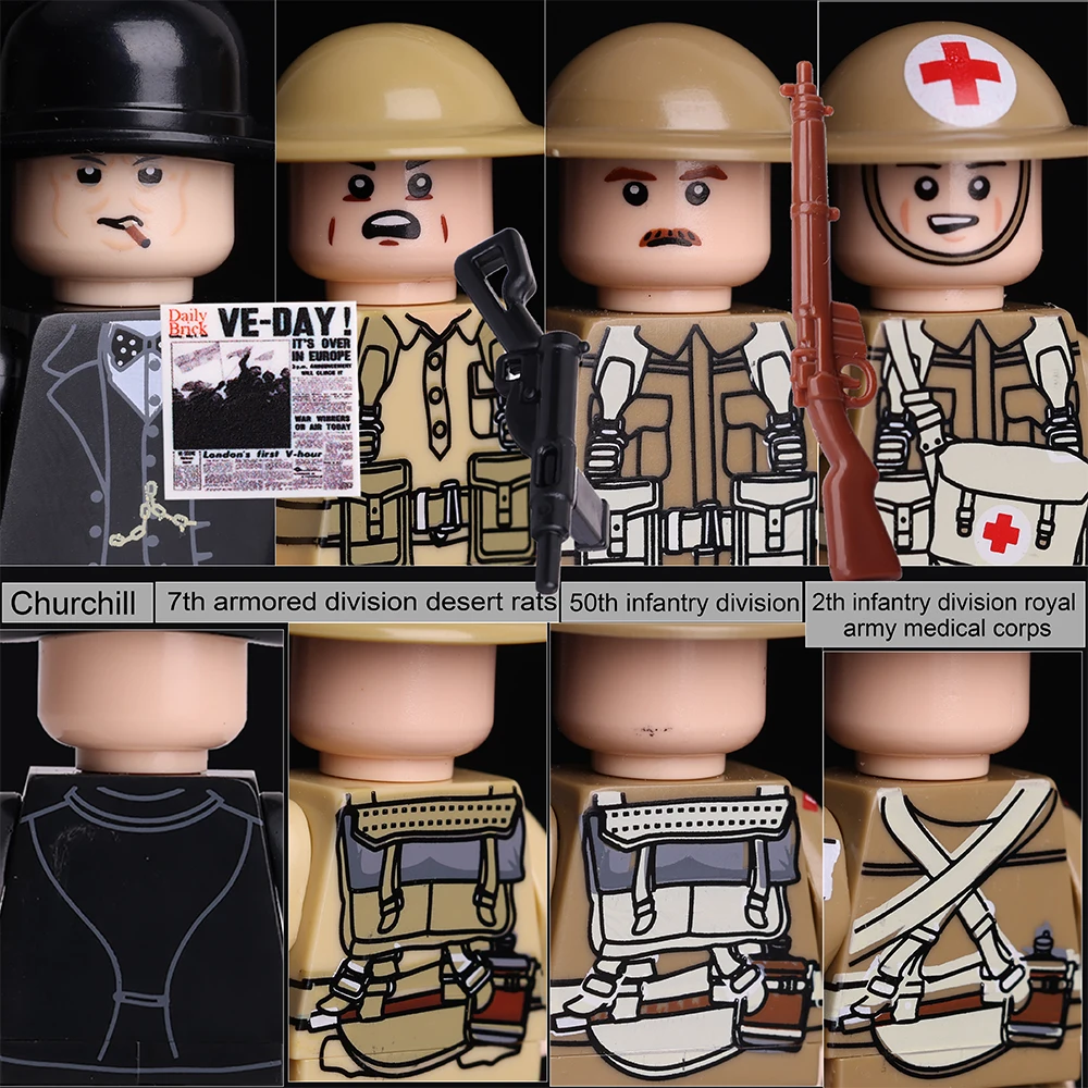 Moc Ww2 Military Branch Figures England Army British Medical Soldats Fanteria War Scene Truppe Armi Mattoni Giocattoli Regalo Per Ragazzi