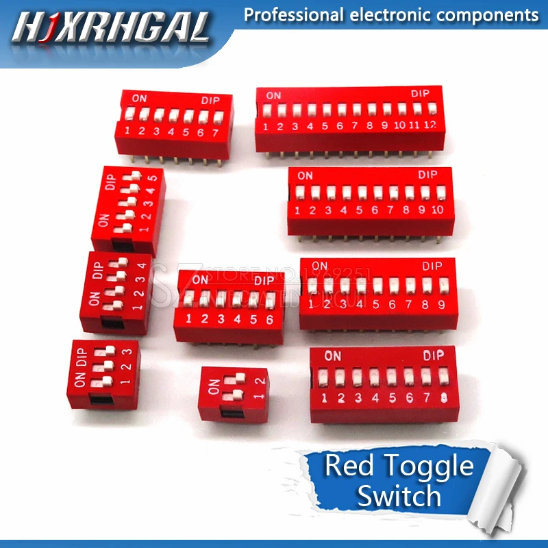 1-9 Way DIP Toggle Switches - 2.54mm Pitch, Red & Blue, For Electronics & DIY Projects