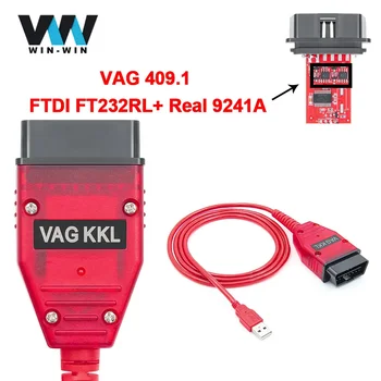 Reale 9241A VAG 409.1 KKL 409 1 FTDI FT232RL K line COM OBD 2 OBD2 Strumenti diagnostici per auto Cavo di interfaccia per VW/Audi/Skoda/Seat