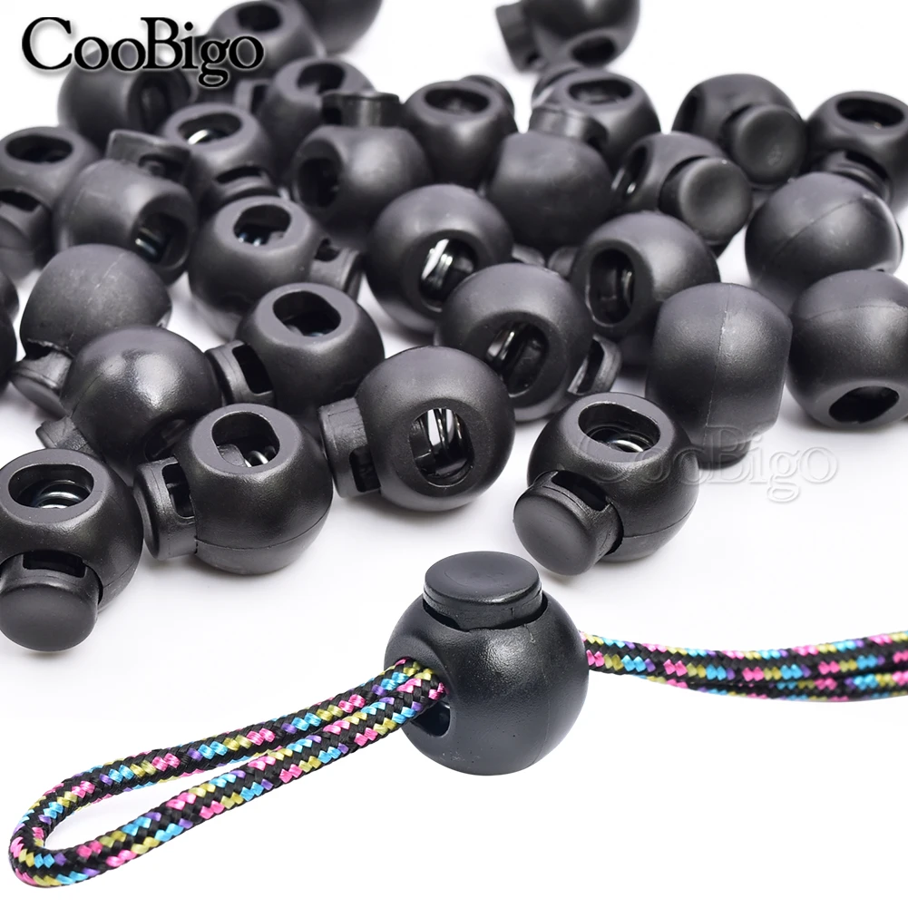 Description Picture 5 of item10pcs Cord Locks Ends Round Ball Spring Stopper Toggles Clip Plastic for Drawstring Shoelace Rope Paracord Hat DIY Accessories