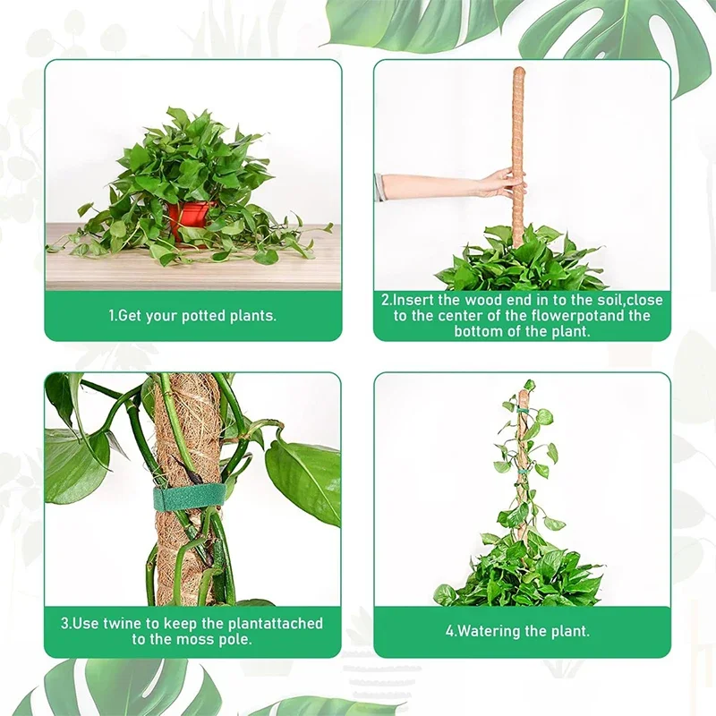 Bendable Plants Climbing Support Plant Moss Coir Pole Extension Palm Vines Stick Indoor Balcony Garden Courtyard Flower Decor