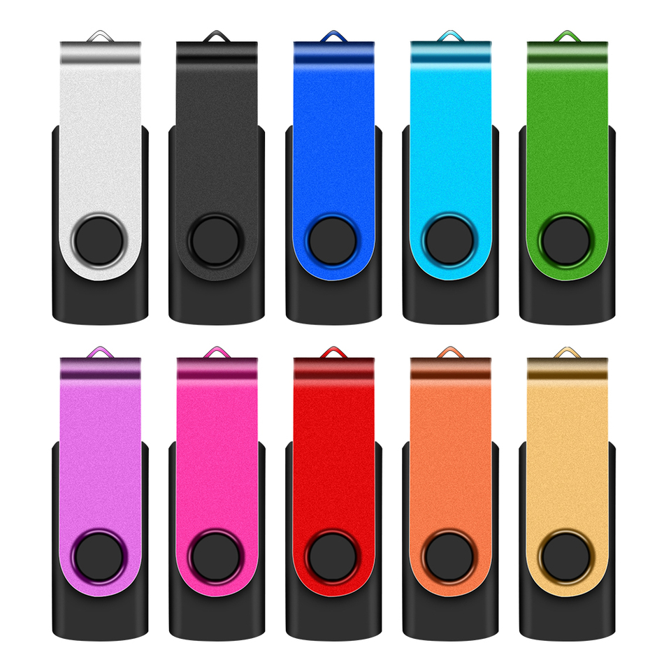 Rotatable Pen Drive Metal Clip USB 2.0 Flash Drive Key Chain Memory Stick Creative Business Gift Portable USB Stick 128GB 64GB