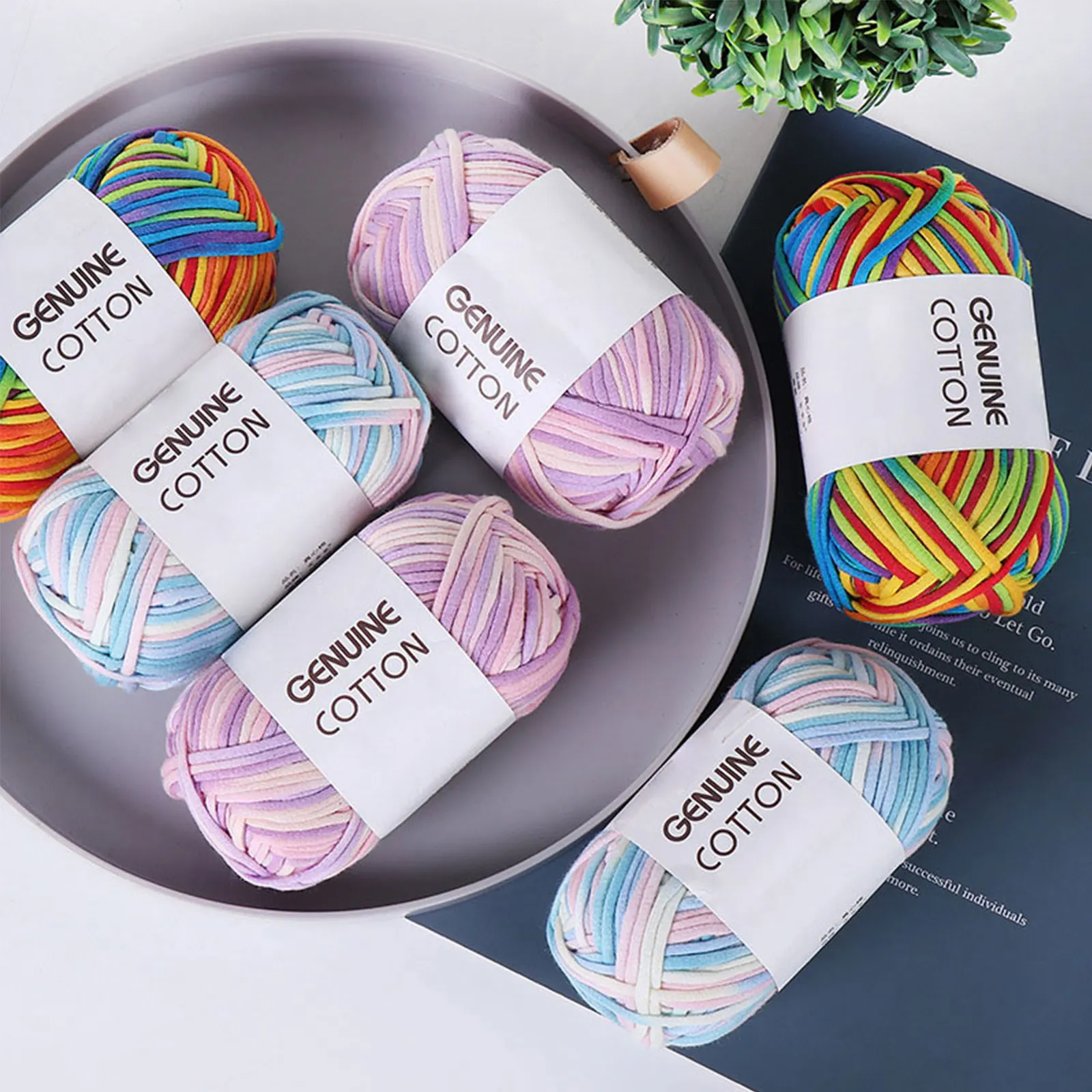50g/roll, crochet yarn for beginners, gennuine cotton, easy to use, easy to see stitches, 68% Cotton+32% Nylon 4