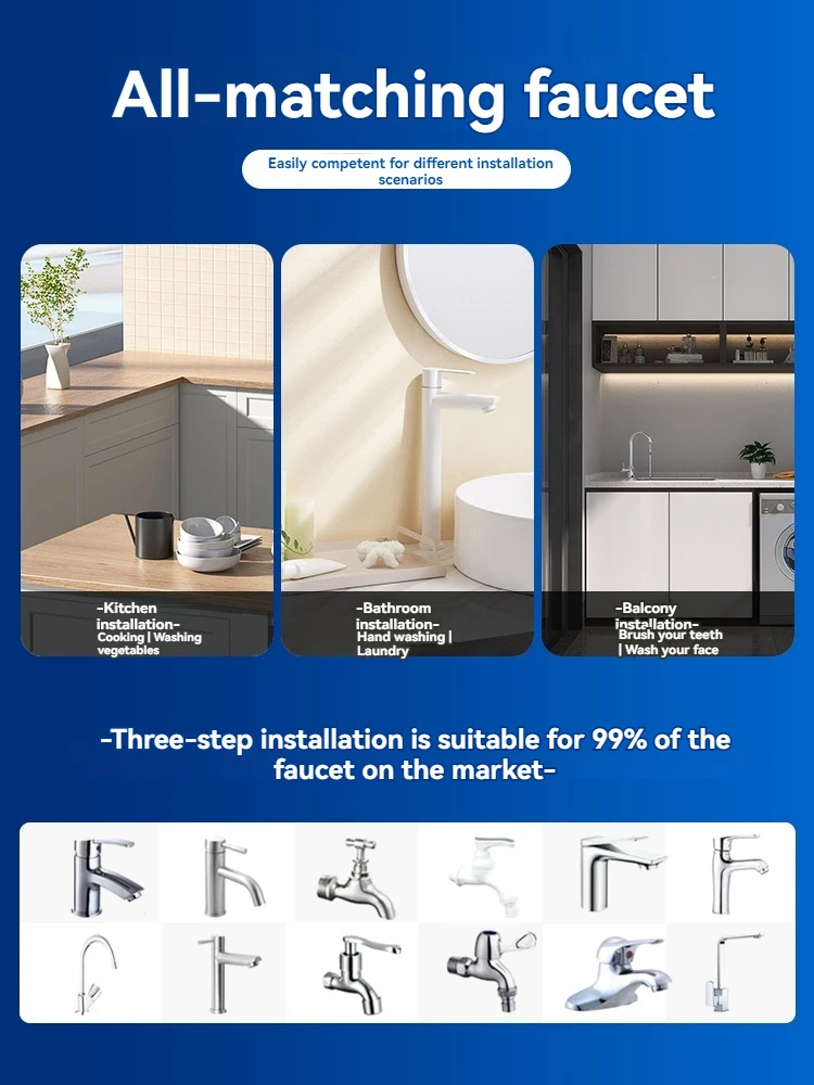 Bathroom sink filter, faucet rotary purifier, kitchen faucet filters and removes chlorine, fluorine, heavy metals