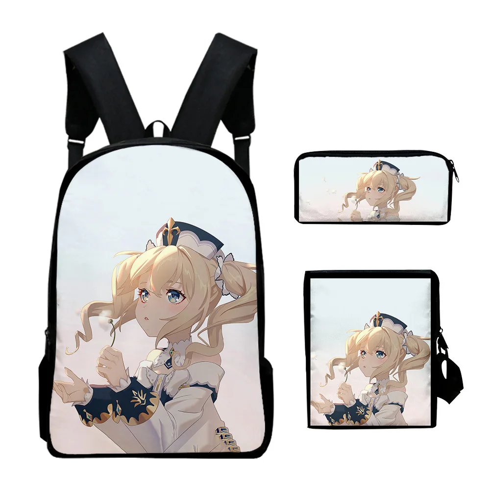 Classic Cartoon Genshin Impact 3D Print 3pcs/Set pupil School Bags Laptop Daypack Backpack Inclined shoulder bag Pencil Case