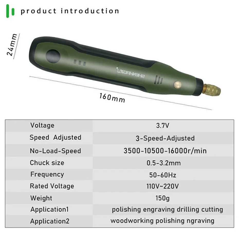 Broca elétrica sem fio 3.7v, ferramenta rotativa