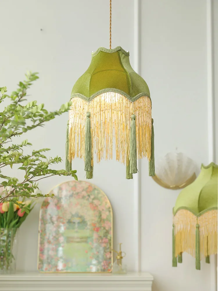 

Бархатная ретро люстра с кисточками для столовой, лампа из ткани в французском и американском стиле для гостиной, спальни, кабинета