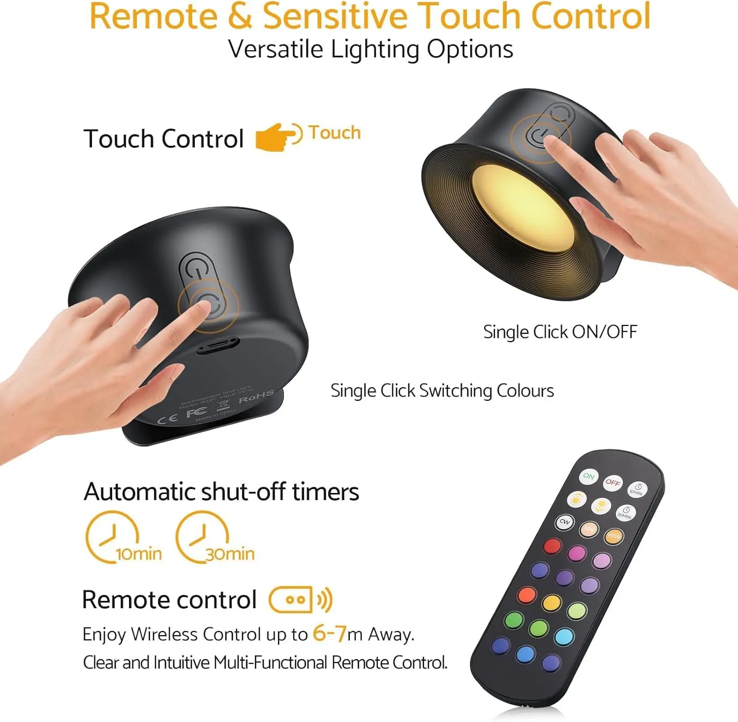 2Pack Rechargeable Magnetic LED Wall Light 3