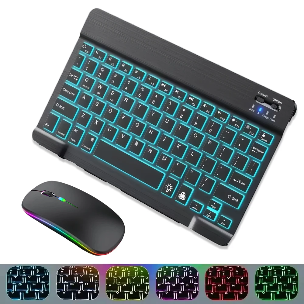 Wireless RGB Backlit Rechargeable Keyboard and Mouse Set