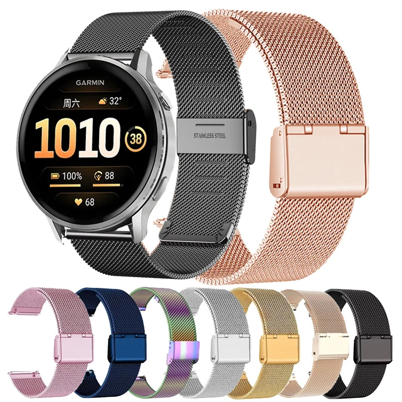 18 mm 20 mm 22 mm Armband für Garmin Venu 4 41 mm 45 mm/Venu 3 2 SQ Milanese Loop für Garmin Forerunner 55 158 245 265 645 970 570