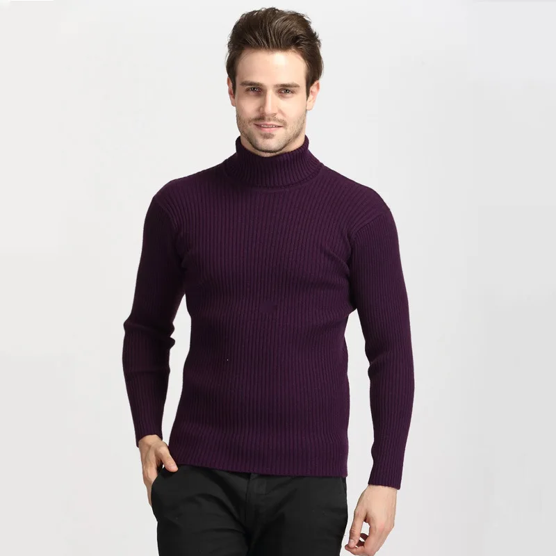 Turtleneck Pullovers Sweaters Men 2020 Autumn Winter Solid Color Long Sleeve Knitting Sweater Thickening Men's Bottoming Shirt 3