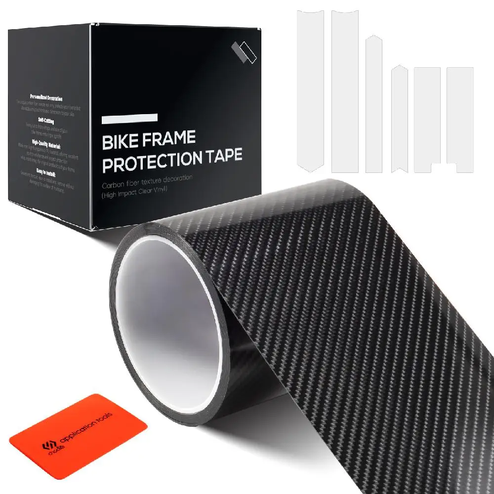 Chooee 3K Carbon Fiber Bike Frame Protection Tape 3000mm Self-Adhesive Guard Sticker Wrap For Mountain/Gravel/Road/MTB Bicycle