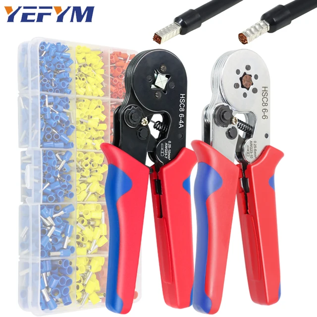Ferrule CRIMPING TOOL HSC8 6-4/6-6 ไฟฟ้าCrimper PlierสําหรับปลายสายไฟCRIMP Tubeเทอร์มินัลวงจรไฟฟ้าซ่อม 1